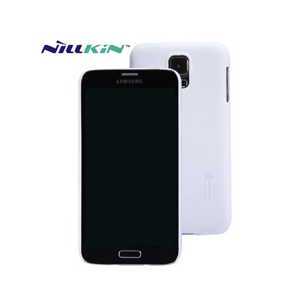 „Nillkin“ Super Frosted dėklas - baltas + apsauginė ekrano plėvelė (Galaxy S5 / S5 Neo)