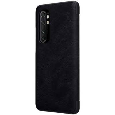 Xiaomi Mi Note 10 Lite prabangus „Nillkin“ Qin serijos juodas odinis atverčiamas dėklas - knygutė | Priedai.lt