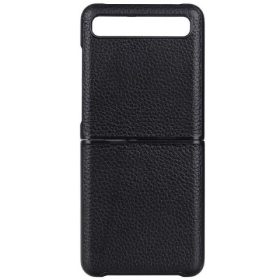 Samsung Galaxy Z Flip (F700) Deluxe Leather juodas odinis dėklas - nugarėlė | Priedai.lt