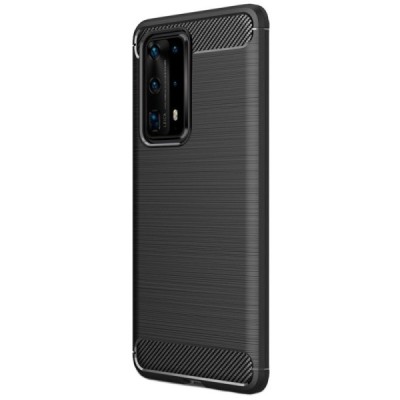 Huawei P40 Pro+ „Carbon“ kieto silikono TPU juodas dėklas - nugarėlė | Priedai.lt