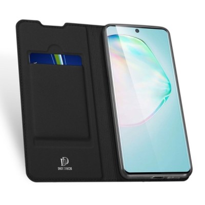 „Dux Ducis“ Skin serijos Samsung Galaxy S10 Lite (G970) juodas odinis atverčiamas dėklas / Priedai.lt