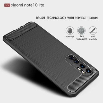 Xiaomi Mi Note 10 Lite kieto silikono TPU juodas dėklas - nugarėlė | Priedai.lt