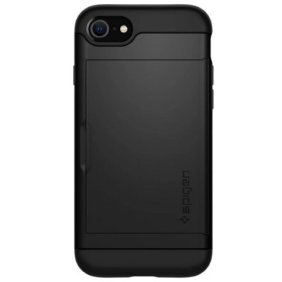„Spigen“ Slim Armor CS Apple iPhone 7 / 8 / SE 2020 juodas kieto silikono dėklas / Priedai.lt