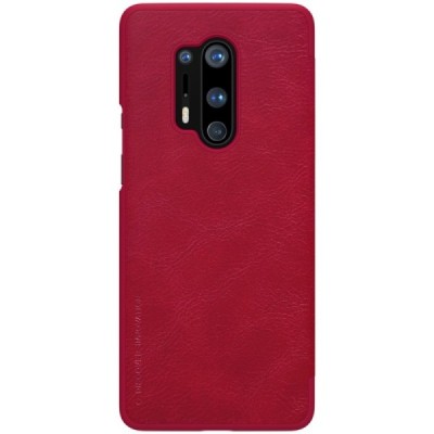 Prabangus „Nillkin“ Qin serijos raudonas odinis atverčiamas OnePlus 8 Pro dėklas - knygutė | Priedai.lt