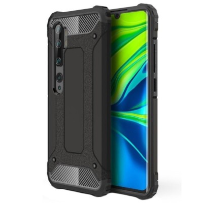 Sustiprintos apsaugos Xiaomi Mi Note 10 Lite juodas kieto silikono (TPU) ir plastiko dėklas | Priedai.lt