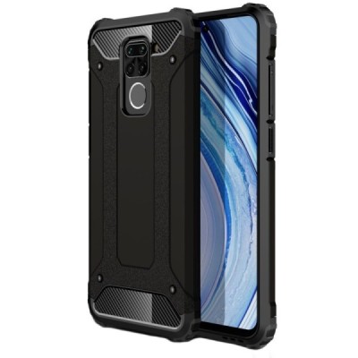 Sustiprintos apsaugos Xiaomi Redmi Note 9 juodas kieto silikono (TPU) ir plastiko dėklas | Priedai.lt