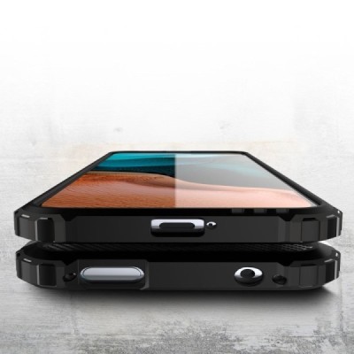 Sustiprintos apsaugos Xiaomi Poco F2 Pro juodas kieto silikono (TPU) ir plastiko dėklas | Priedai.lt