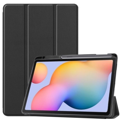 Samsung Galaxy Tab S6 Lite 10.4 (P615, P610, P613, P619) atverčiamas juodas odinis dėklas - knygutė su vieta liestukui | Priedai