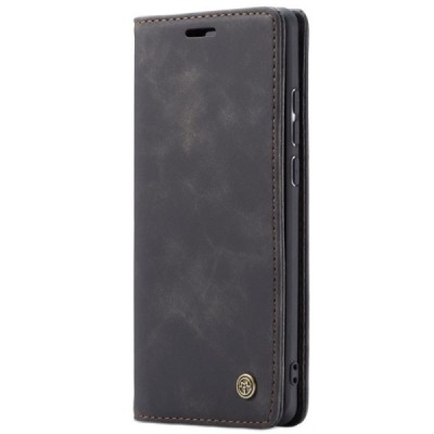 Huawei P30 Lite CaseMe Retro solidus atverčiamas juodas odinis dėklas - knygutė | Priedai.lt