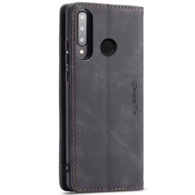 Huawei P30 Lite CaseMe Retro solidus atverčiamas juodas odinis dėklas - knygutė | Priedai.lt