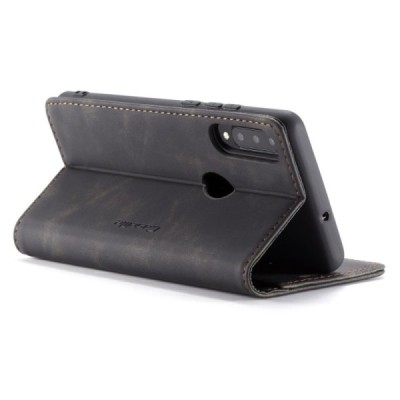 Huawei P30 Lite CaseMe Retro solidus atverčiamas juodas odinis dėklas - knygutė | Priedai.lt