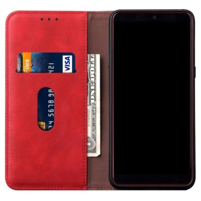 Deluxe atverčiamas raudonas odinis Samsung Galaxy S10 Lite (G970) dėklas - knygutė | Priedai.lt