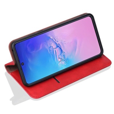 Deluxe atverčiamas raudonas odinis Samsung Galaxy S10 Lite (G970) dėklas - knygutė | Priedai.lt
