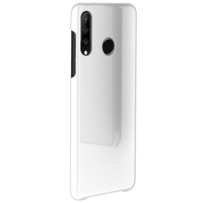 Huawei P30 Lite plastikinis atverčiamas sidabrinis dėklas | Priedai.lt