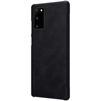 Prabangus „Nillkin“ Qin serijos juodas odinis atverčiamas Samsung Galaxy Note 20 (N980F) dėklas | Priedai.lt