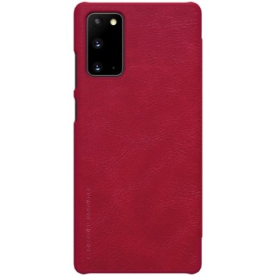 Prabangus „Nillkin“ Qin serijos raudonas odinis atverčiamas Samsung Galaxy Note 20 (N980F) dėklas | Priedai.lt