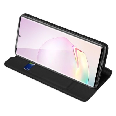 „Dux Ducis“ Skin serijos Samsung Galaxy Note 20 (N980F) juodas odinis atverčiamas dėklas | Priedai.lt