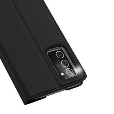 „Dux Ducis“ Skin serijos Samsung Galaxy Note 20 (N980F) juodas odinis atverčiamas dėklas | Priedai.lt