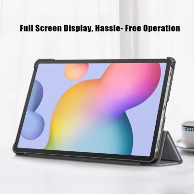 Samsung Galaxy Tab S7 11 (T875, T870) atverčiamas pilkas odinis dėklas - knygutė (sulankstomas) | Priedai.lt