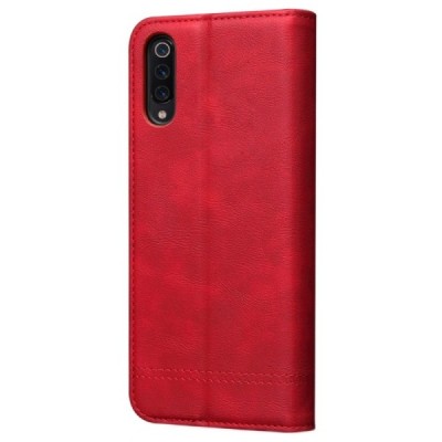 Deluxe atverčiamas raudonas odinis Xiaomi Mi 9 (Mi 9 Explorer) dėklas - knygutė | Priedai.lt