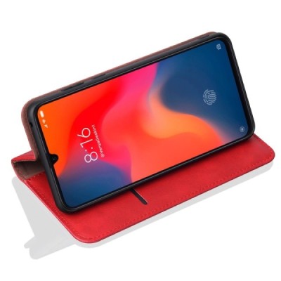 Deluxe atverčiamas raudonas odinis Xiaomi Mi 9 (Mi 9 Explorer) dėklas - knygutė | Priedai.lt