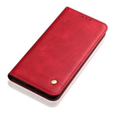 Deluxe atverčiamas raudonas odinis Xiaomi Mi 9 (Mi 9 Explorer) dėklas - knygutė | Priedai.lt