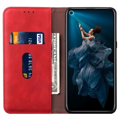 Deluxe atverčiamas raudonas odinis Huawei Honor 20 Pro dėklas - knygutė | Priedai.lt