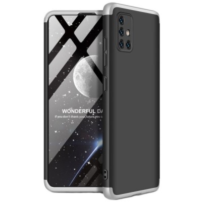 „Thin Fit 360“ plastikinis Samsung Galaxy A51 (A515) juodas dėklas - nugarėlė sidabro spalvos apvadais | Priedai.lt