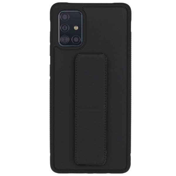 „Finger Grip“ Kickstand kieto silikono (TPU) dėklas - juodas (Galaxy A71)