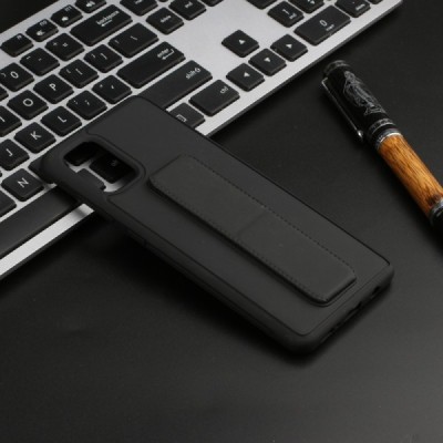 Samsung Galaxy A71 (A715F) „Finger Grip“ Kickstand kieto silikono TPU juodas dėklas - nugarėlė | Priedai.lt