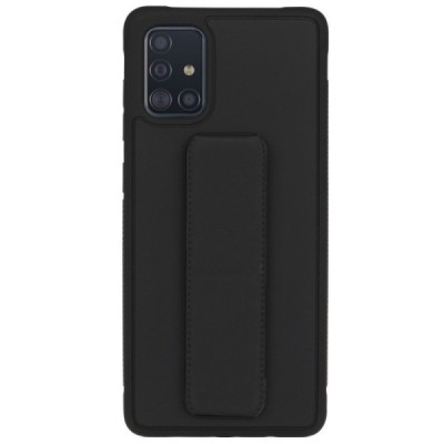 Samsung Galaxy A51 (A515F) „Finger Grip“ Kickstand kieto silikono TPU juodas dėklas - nugarėlė | Priedai.lt
