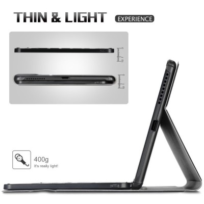 Lenovo Tab M10 Plus 10.3" (TB-X606F) atverčiamas juodas odinis dėklas su bluetooth belaide klaviatūra | Priedai.lt