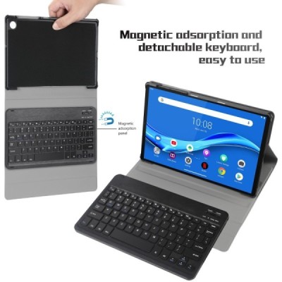 Lenovo Tab M10 Plus 10.3" (TB-X606F) atverčiamas juodas odinis dėklas su bluetooth belaide klaviatūra | Priedai.lt