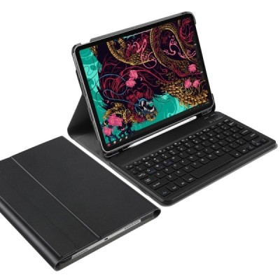 Apple iPad Pro 11 (2021 / 2020 / 2018 / Air 4 2020) atverčiamas juodas odinis dėklas su bluetooth belaide klaviatūra | Priedai.l