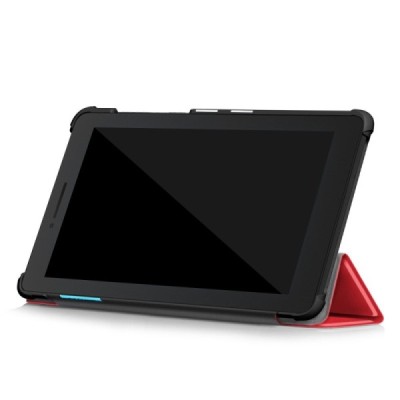 Lenovo Tab E7 (TB-7104F) atverčiamas raudonas odinis dėklas - knygutė | Priedai.lt