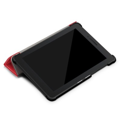 Lenovo Tab E7 (TB-7104F) atverčiamas raudonas odinis dėklas - knygutė | Priedai.lt