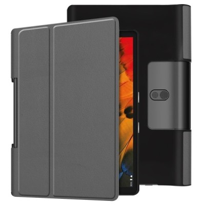Lenovo Yoga Smart Tab 10.1 (YT-X705F, YT-X705L) atverčiamas pilkas odinis dėklas - knygutė | Priedai.lt