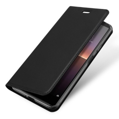 „Dux Ducis“ Skin serijos Sony Xperia 10 II juodas odinis atverčiamas dėklas | Priedai.lt