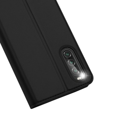 „Dux Ducis“ Skin serijos Sony Xperia 10 II juodas odinis atverčiamas dėklas | Priedai.lt