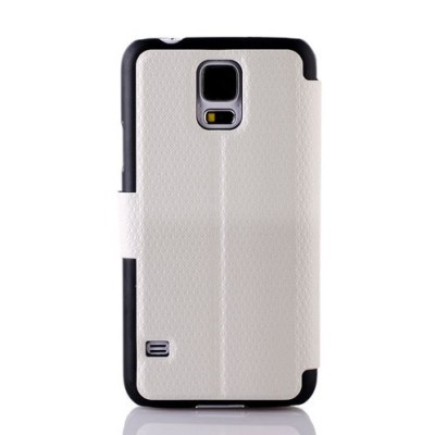 Samsung Galaxy S5 G900 (S5 Neo G903) pintas atverčiamas baltas s view tipo dėklas / Priedai.lt