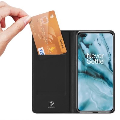 „Dux Ducis“ Skin serijos OnePlus Nord juodas odinis atverčiamas dėklas | Priedai.lt