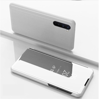 OnePlus Nord plastikinis atverčiamas sidabrinis dėklas | Priedai.lt