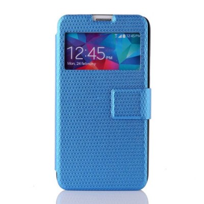 Samsung Galaxy S5 (S5 Neo) pintas atverčiamas mėlynas s view tipo dėklas / Priedai.lt