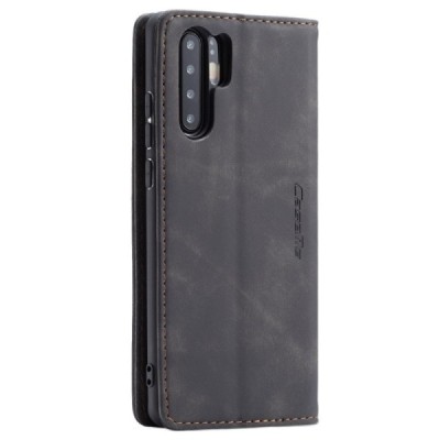 Huawei P30 Pro CaseMe Retro solidus atverčiamas juodas odinis dėklas - knygutė | Priedai.lt