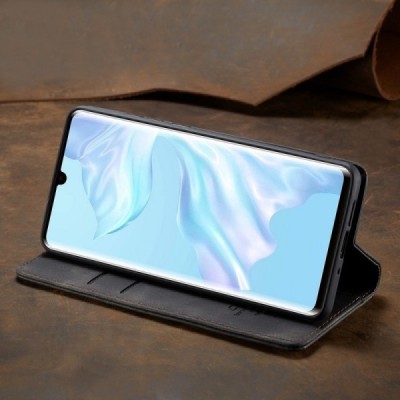 Huawei P30 Pro CaseMe Retro solidus atverčiamas juodas odinis dėklas - knygutė | Priedai.lt