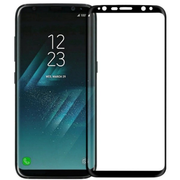 „Calans“ Tempered Glass pilnai dengiantis apsauginis ekrano stiklas 0.2 mm - juodas (Galaxy S8)