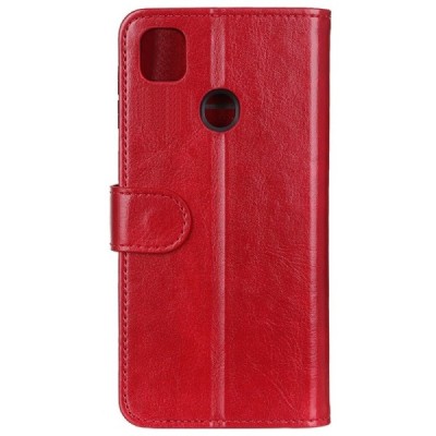 Xiaomi Redmi 9C atverčiamas raudonas odinis dėklas, knygutė - piniginė | Priedai.lt