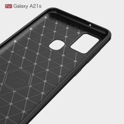 Samsung Galaxy A21s (A217) „Carbon“ kieto silikono TPU juodas dėklas - nugarėlė | Priedai.lt