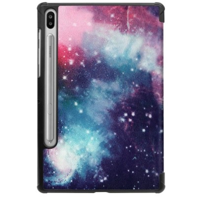 Samsung Galaxy Tab S6 10.5 (T865, T860) „Cosmo“ atverčiamas spalvotas, baltas odinis dėklas - knygutė | Priedai.lt