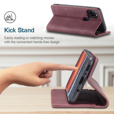 Samsung Galaxy A21s (A217) CaseMe Retro solidus atverčiamas bordo odinis dėklas - knygutė | Priedai.lt